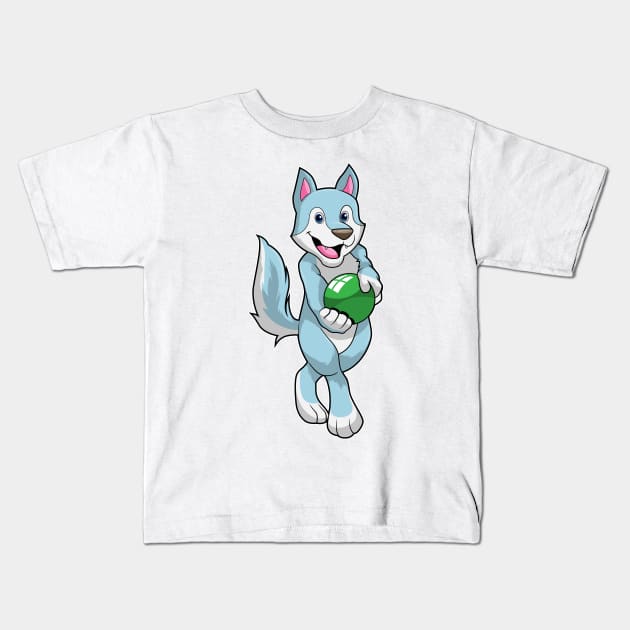 Wolf at Bowling with Bowling ball Kids T-Shirt by Markus Schnabel